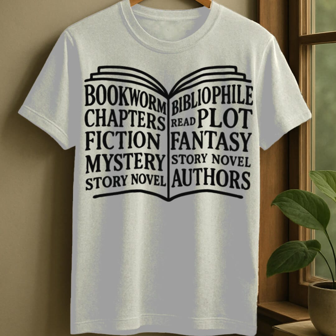 White / S Book text t-shirt