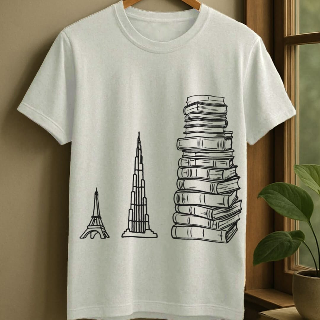 White / S Book tower t-shirt
