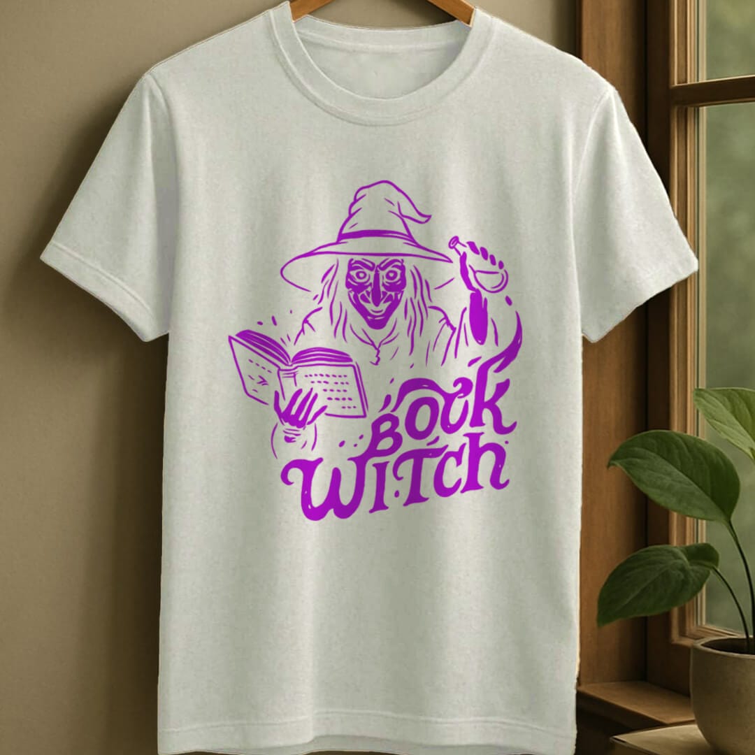 White / S Book witch t-shirt