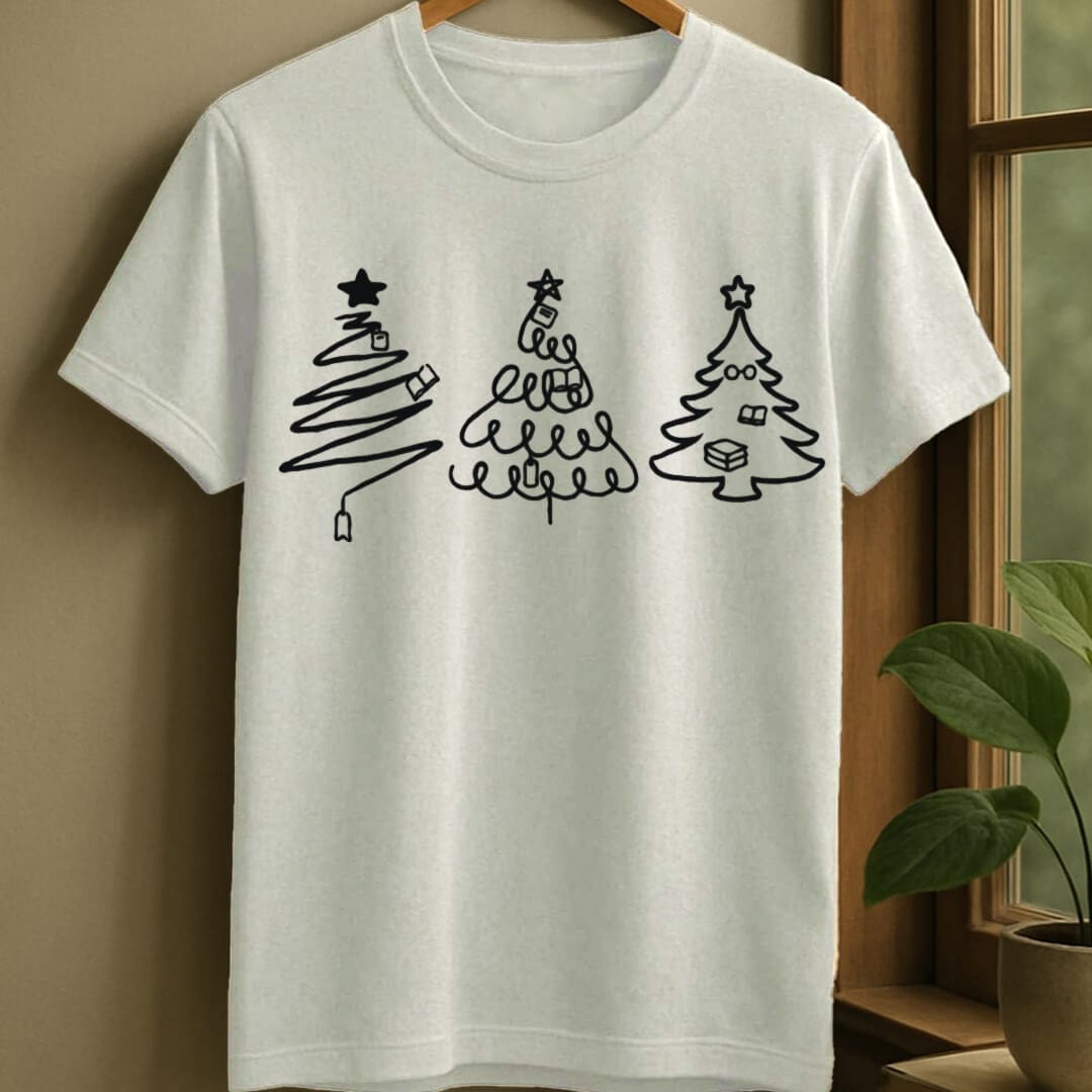 White / S Bookish christmas trees t-shirt