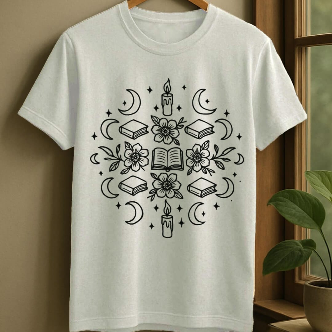 White / S Bookish mandala t-shirt