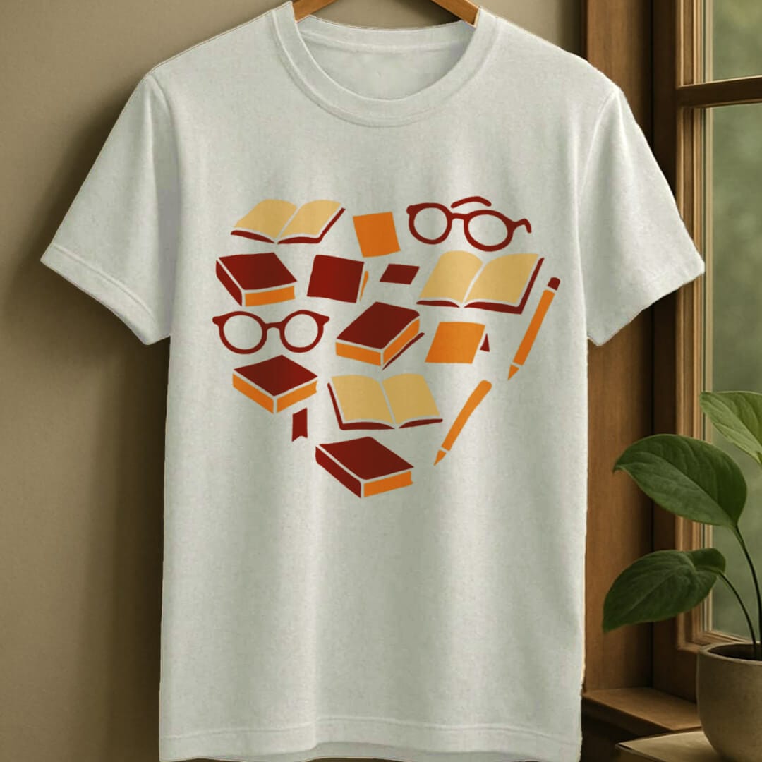 White / S Bookish things heart t-shirt