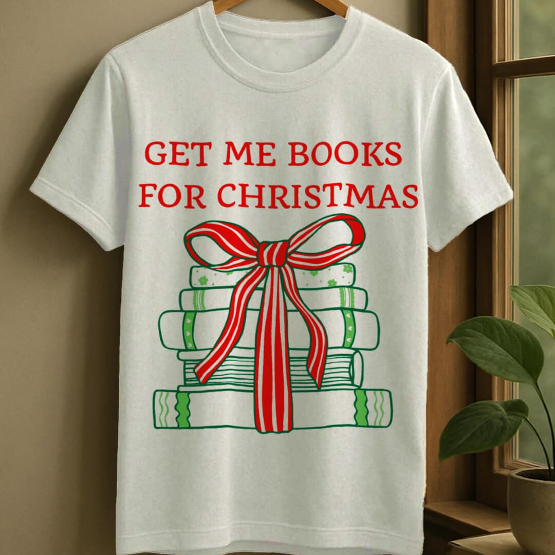 White / S Books for christmas t-shirt