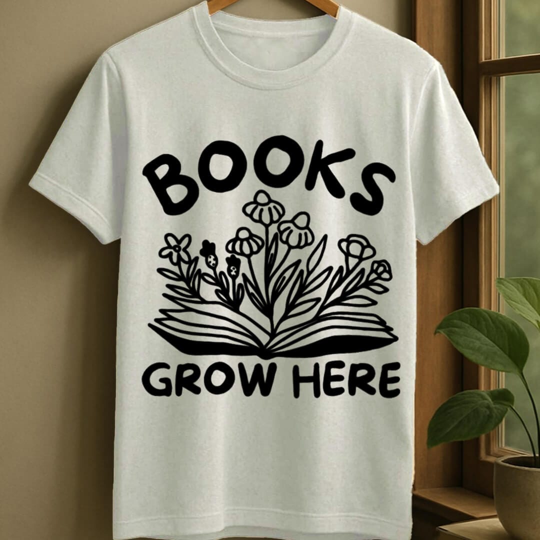 White / S Books grow here t-shirt