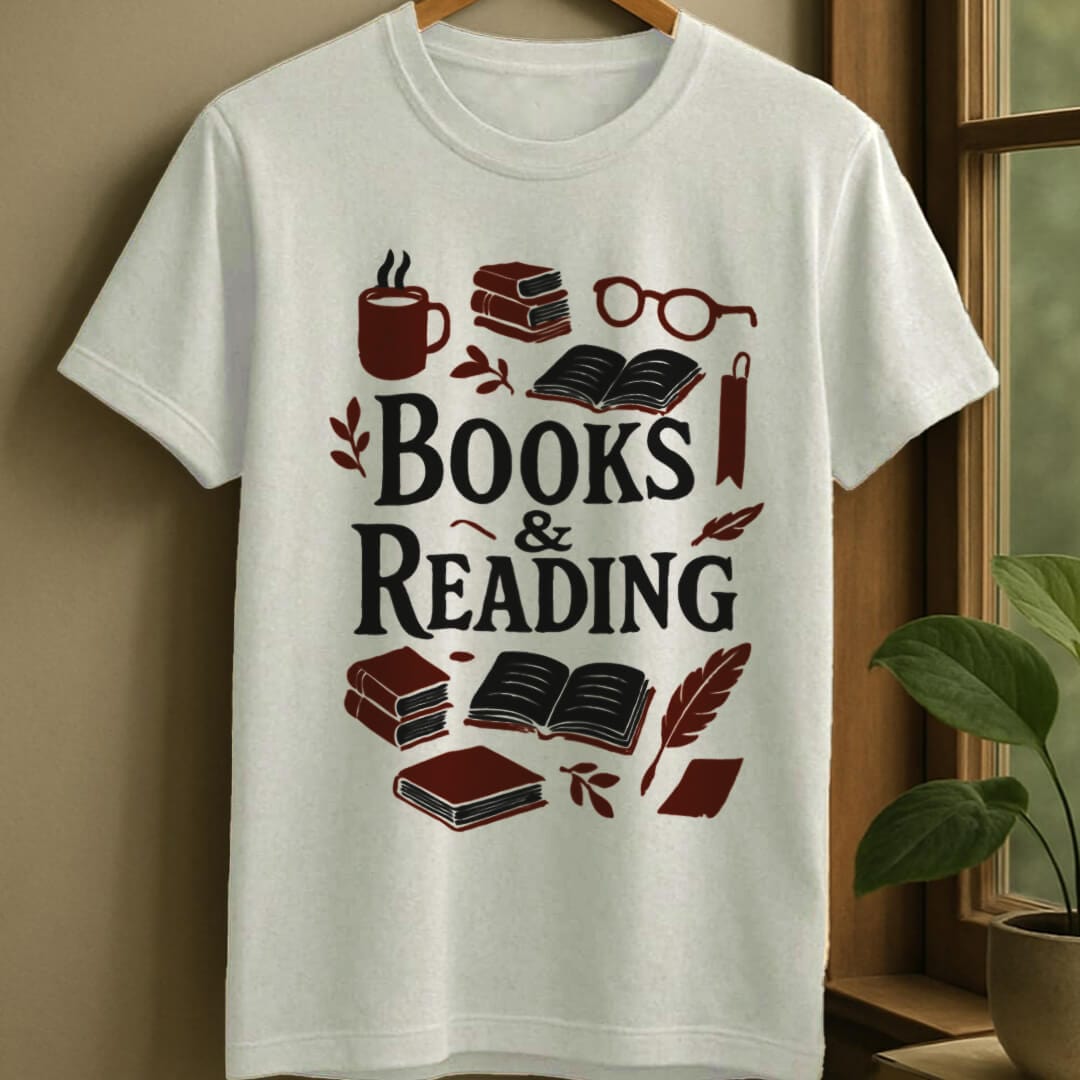 White / S Books & reading t-shirt