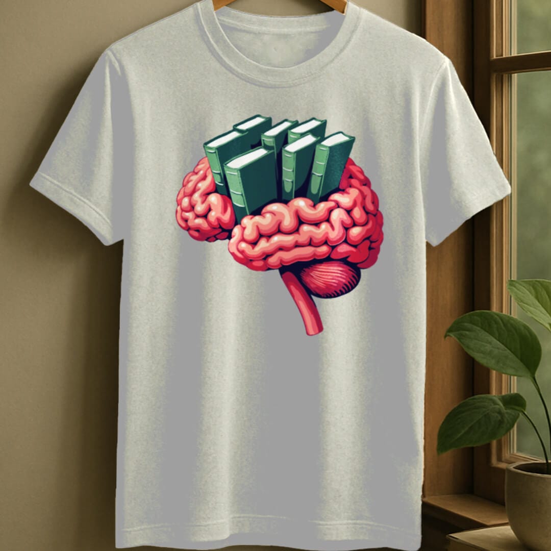 White / S Brain book t-shirt