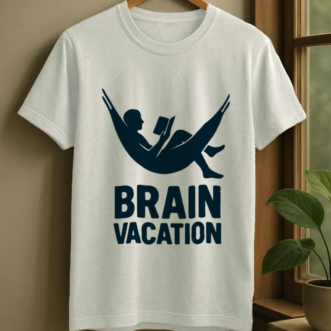 White / S Brain vacation t-shirt