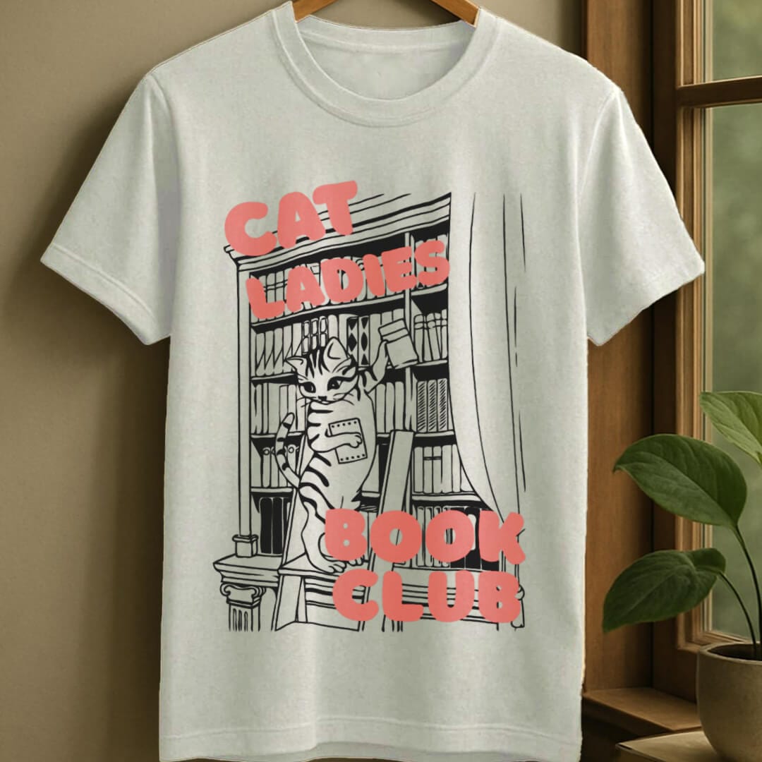 White / S Cat ladies bookclub t-shirt