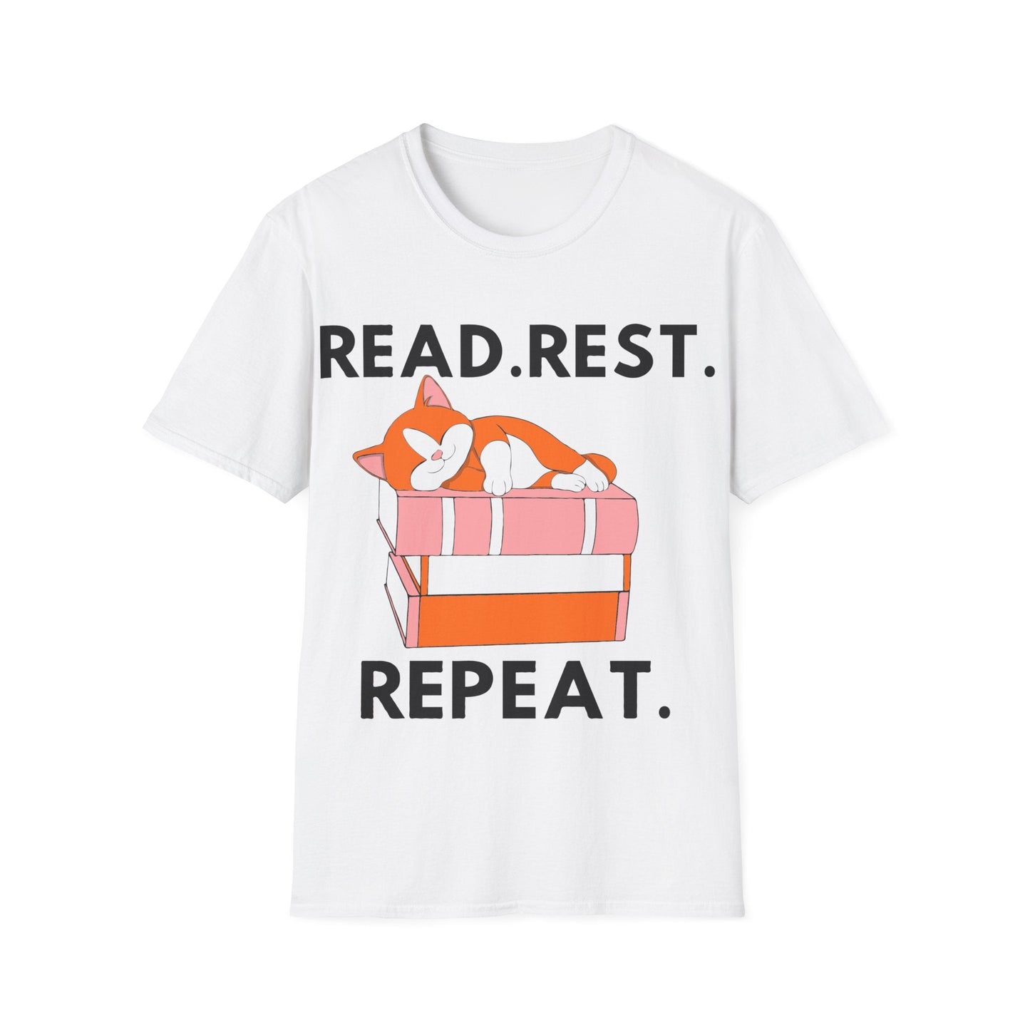 White / S Cat sleeping t-shirt