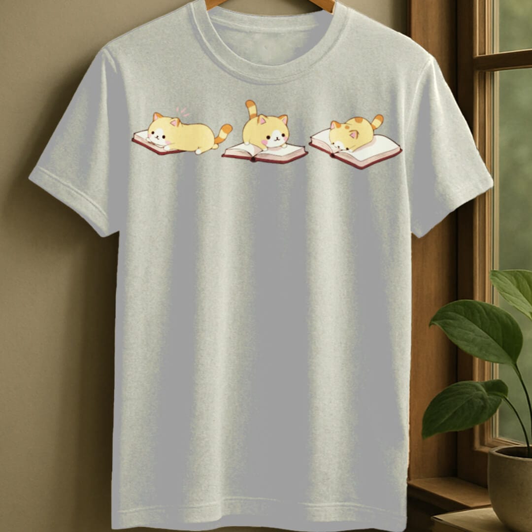 White / S Cats and books t-shirt