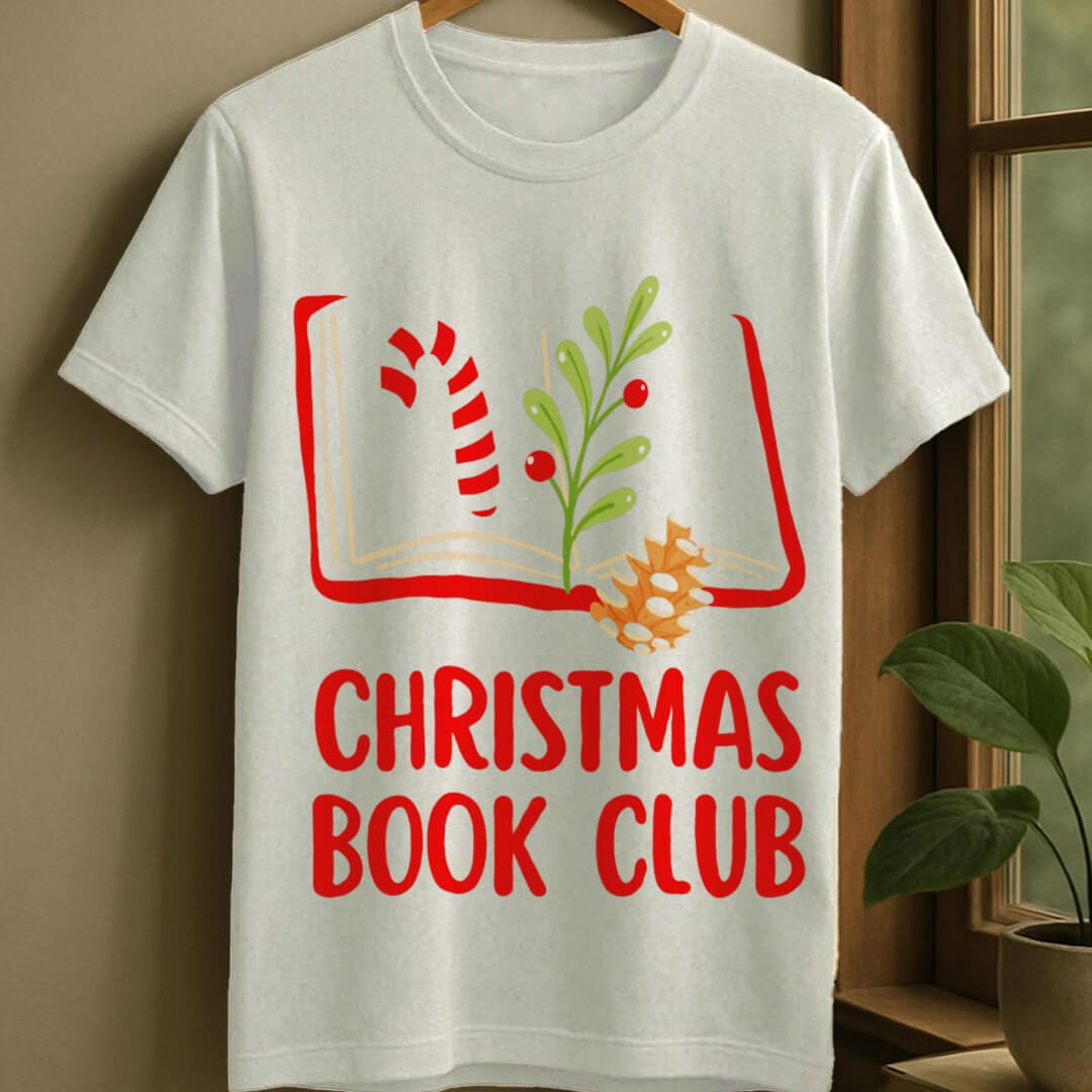 White / S Christmas bookclub t-shirt