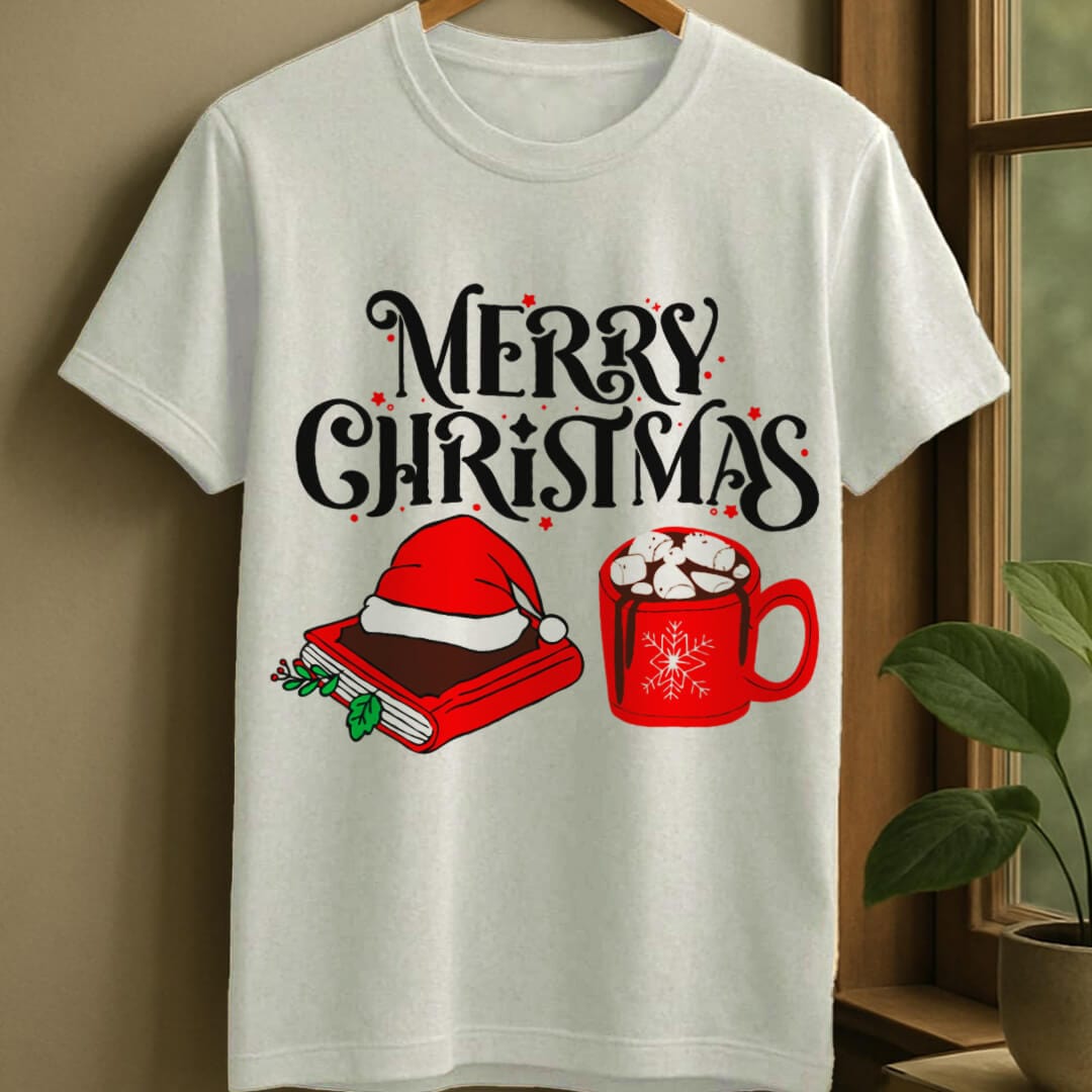 White / S Christmas reads t-shirt