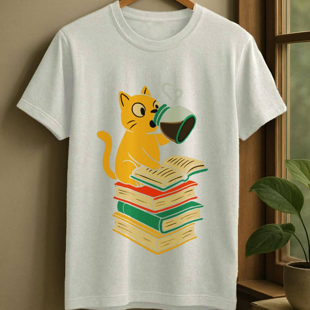 White / S Chugging coffee for books t-shirt