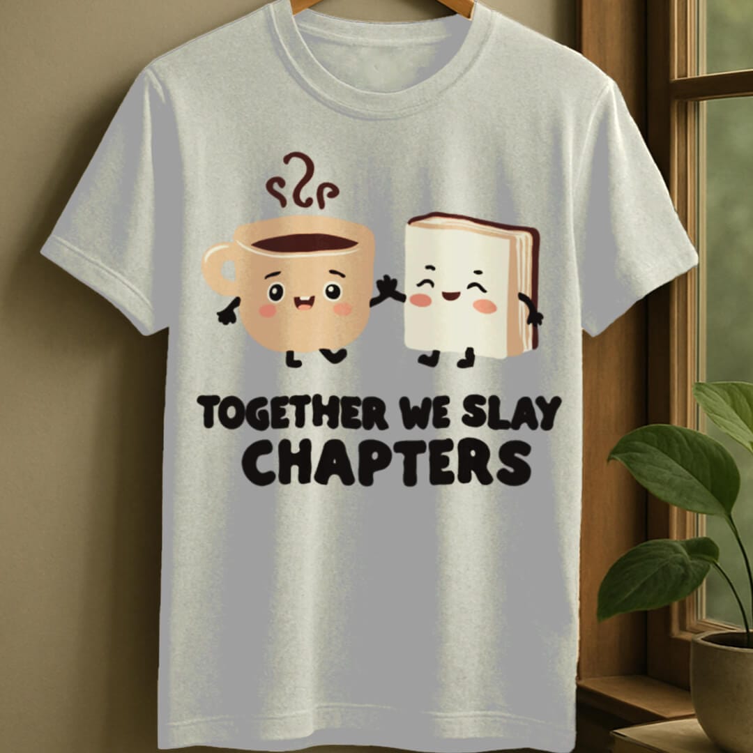 White / S Coffee and book t-shirt