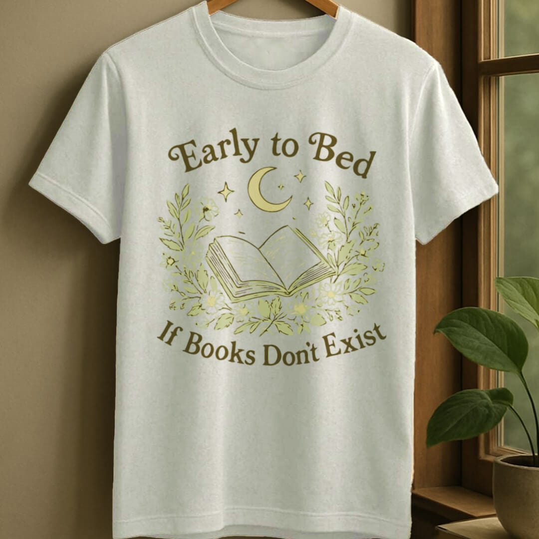 White / S Floral moonlit book t-shirt