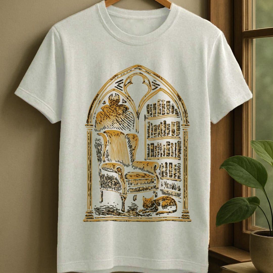 White / S Gothic reading nook t-shirt