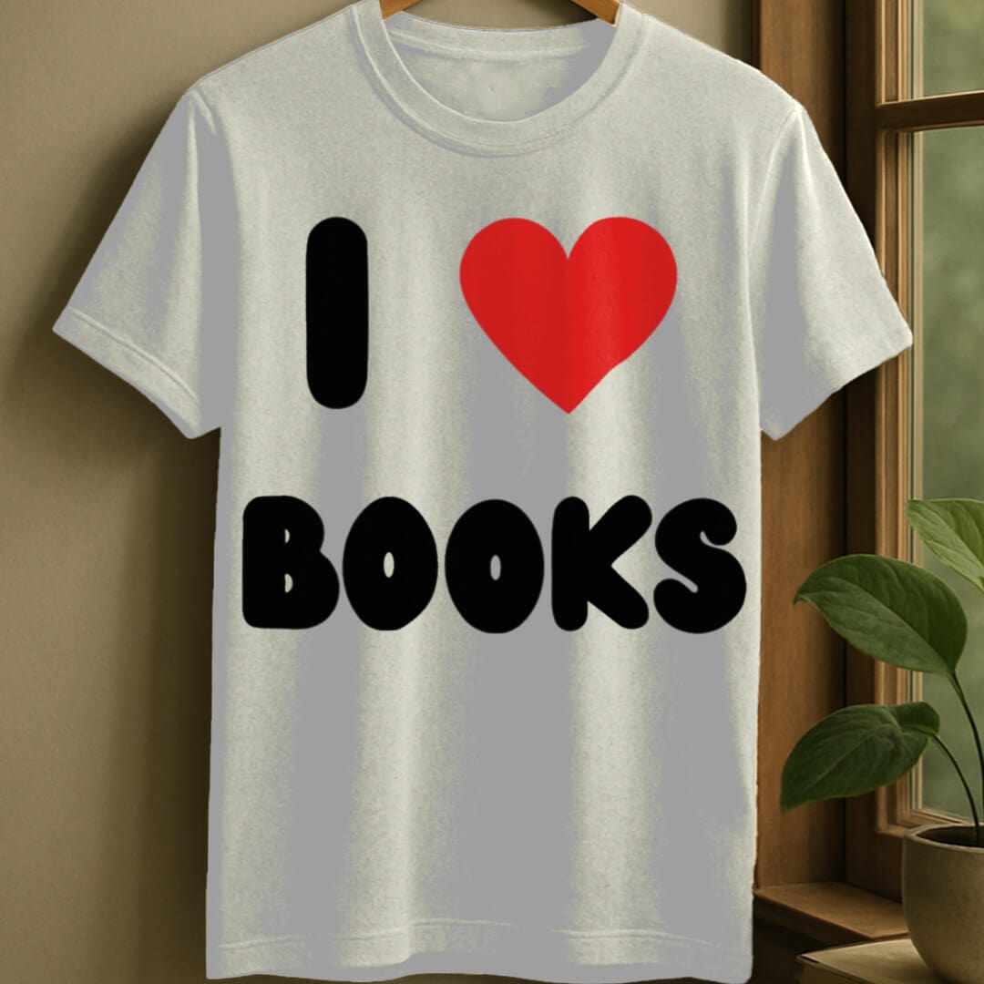 White / S I love books t-shirt