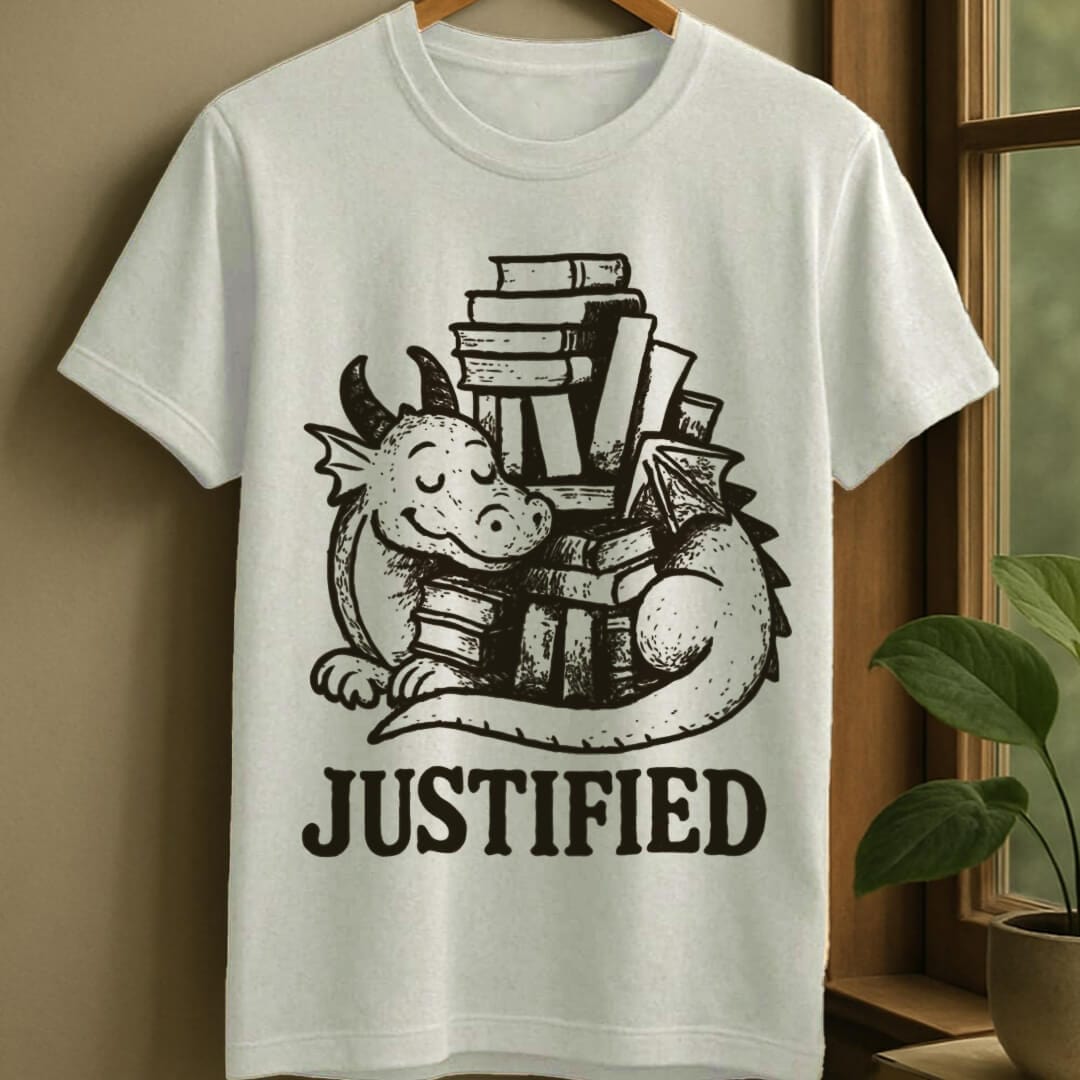 White / S Justified book hoarding t-shirt