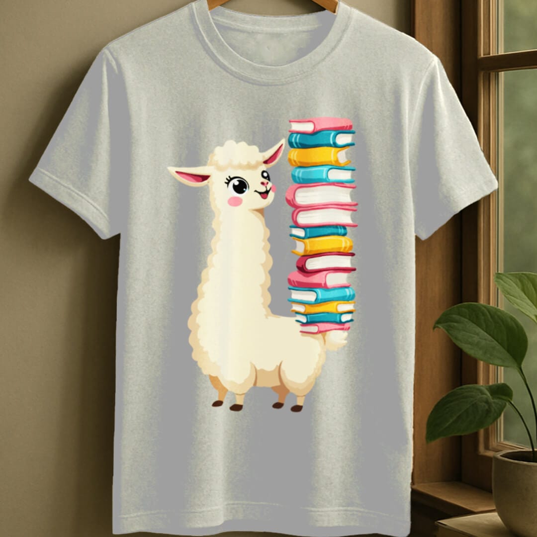 White / S Llama library t-shirt