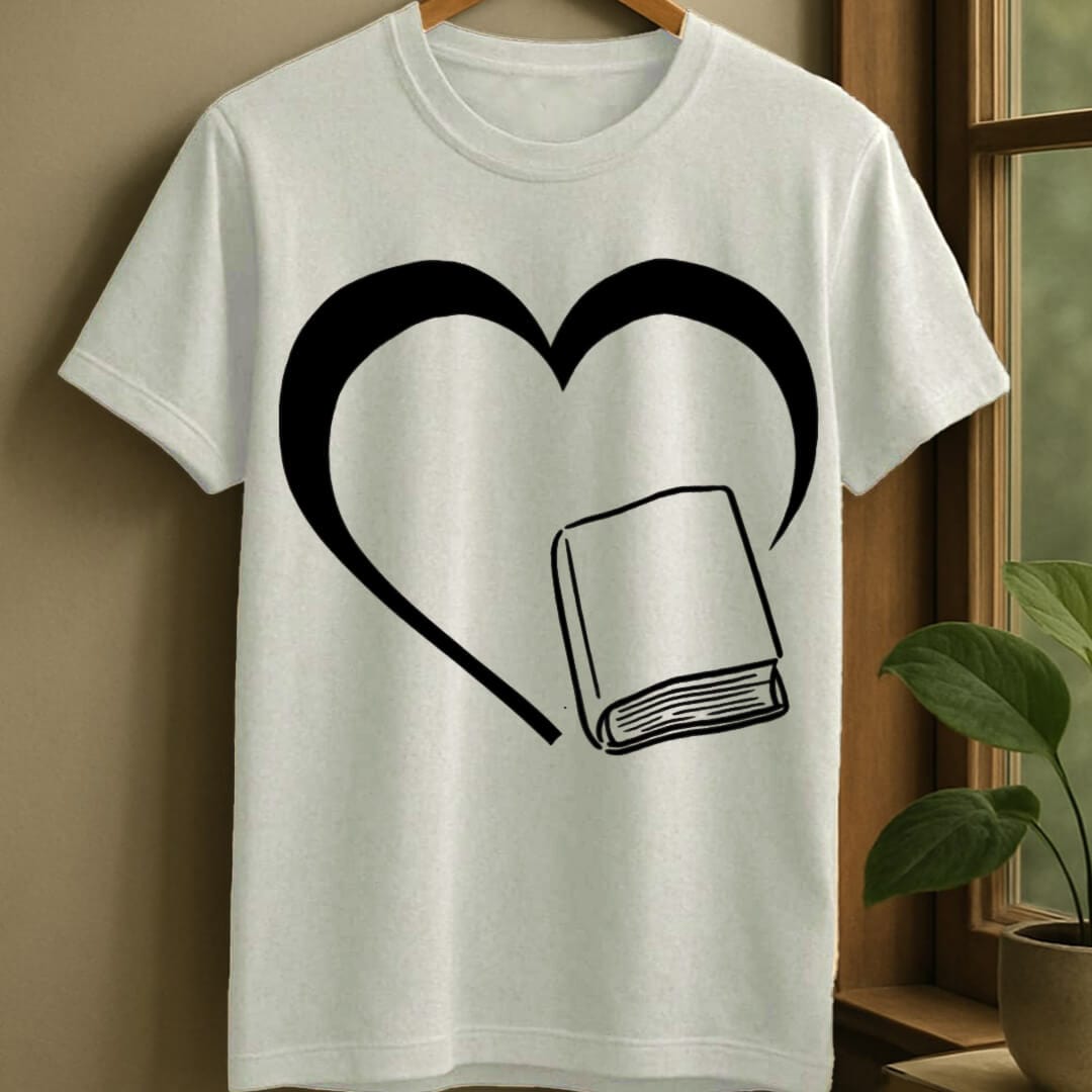 White / S Love books t-shirt