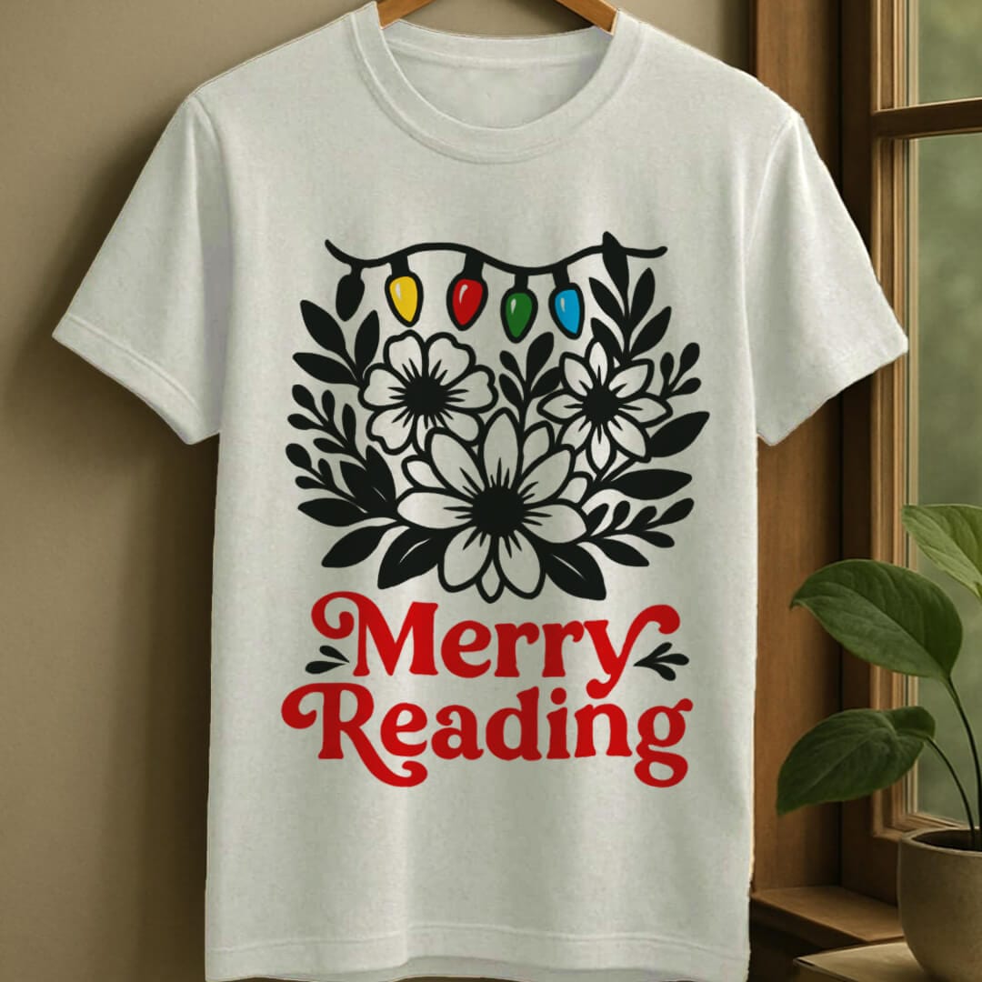 White / S Merry reading t-shirt