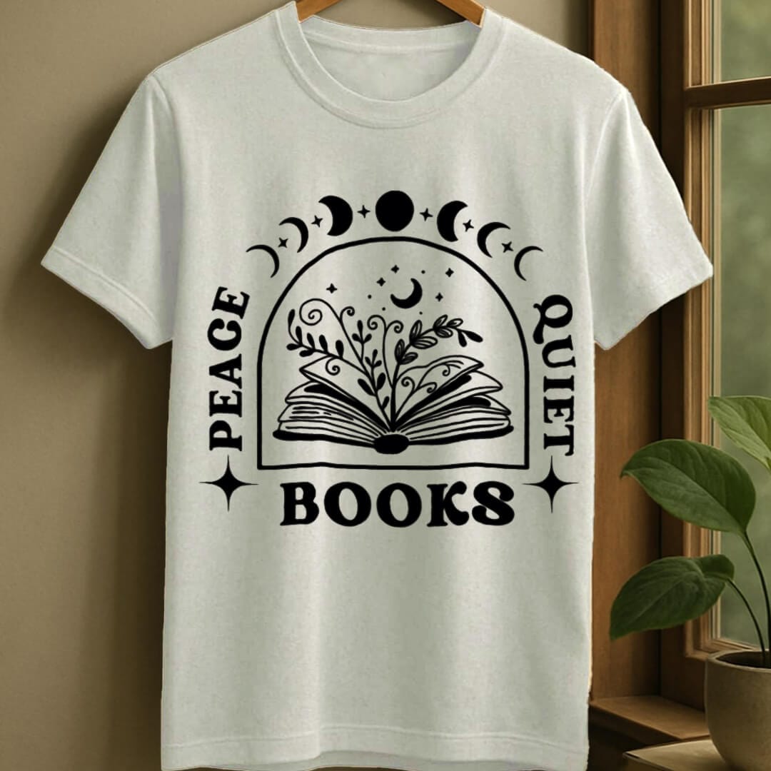 White / S Peace quiet books t-shirt