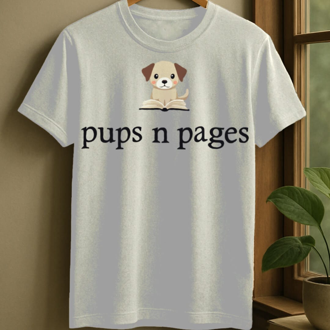 White / S Pups and pages t-shirt