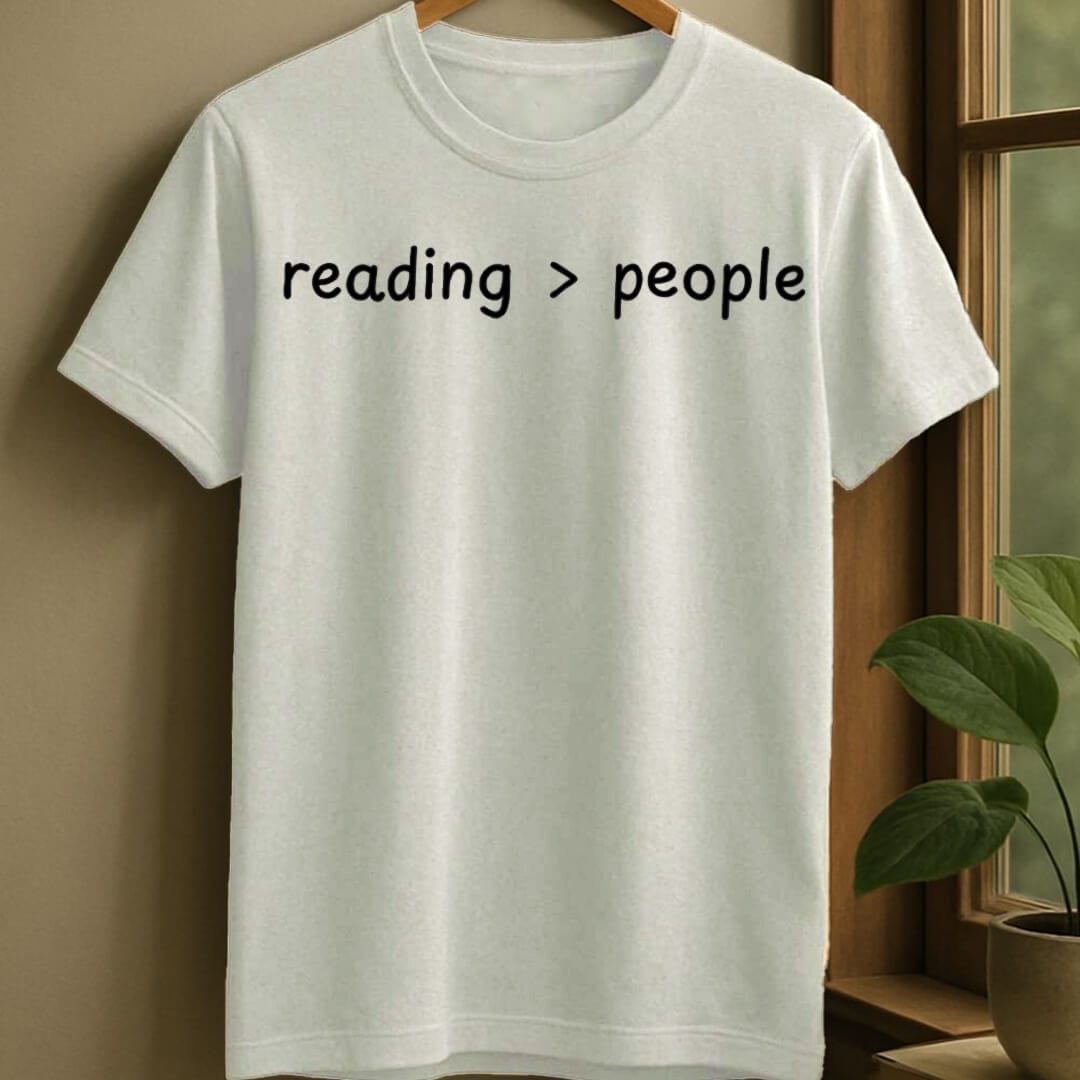 White / S Reading over people t-shirt