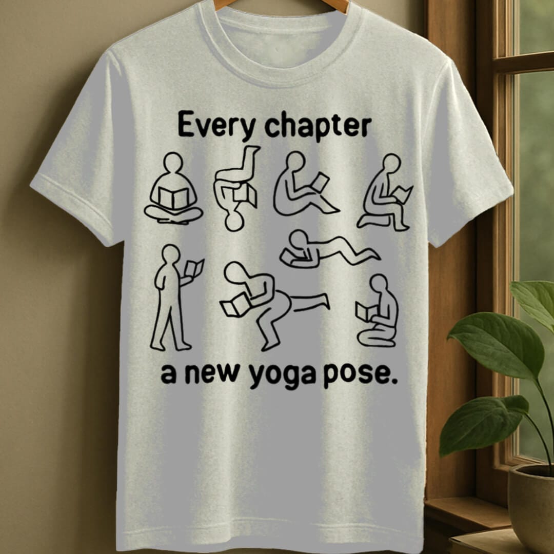 White / S Reading poses t-shirt
