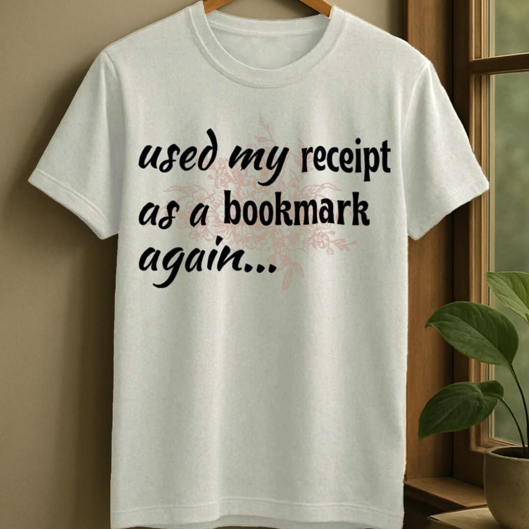White / S Receipt as bookmark t-shirt