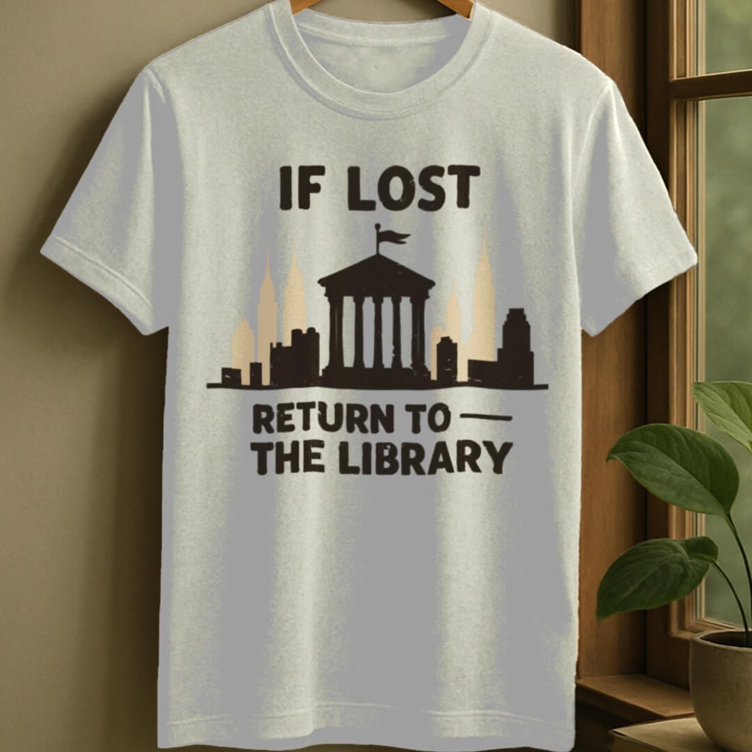 White / S Return to library t-shirt