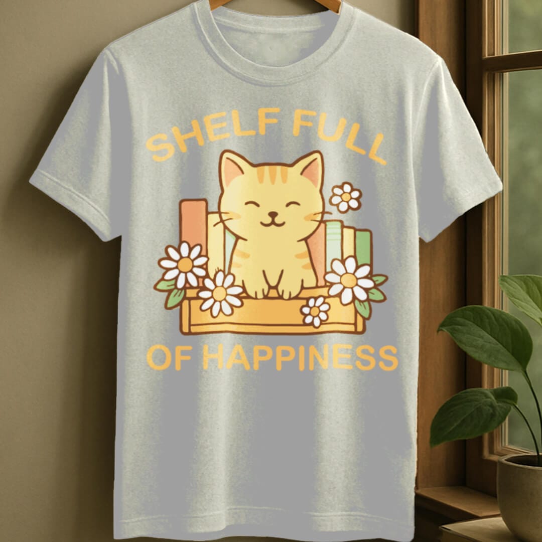White / S Shelf full of happiness t-shirt
