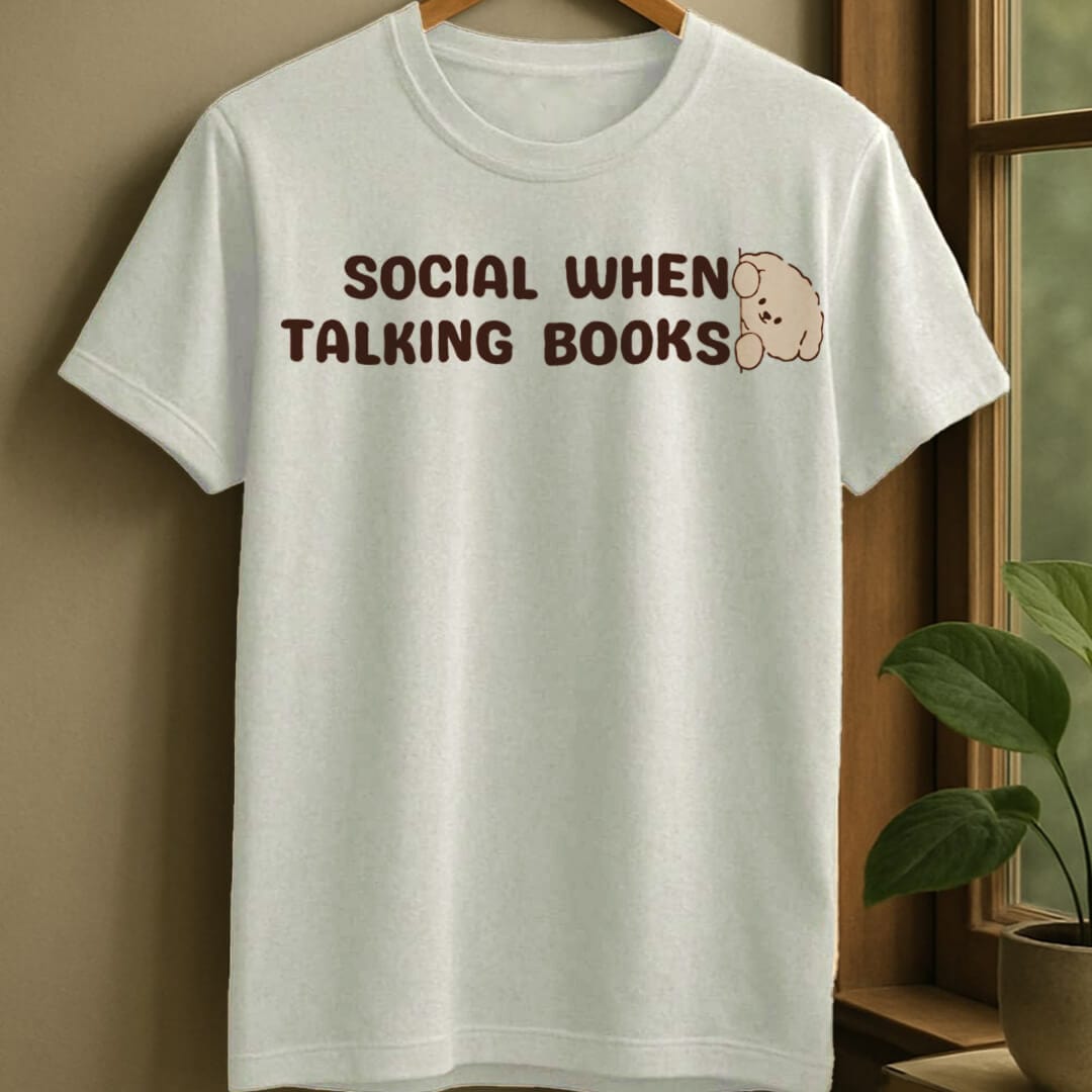 White / S Social when books t-shirt