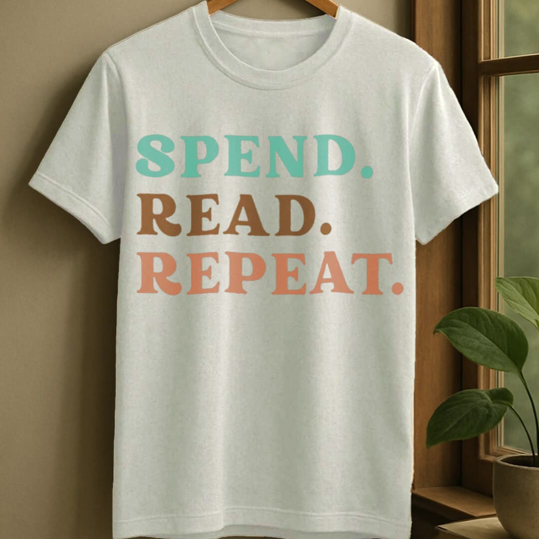 White / S Spend read repeat t-shirt