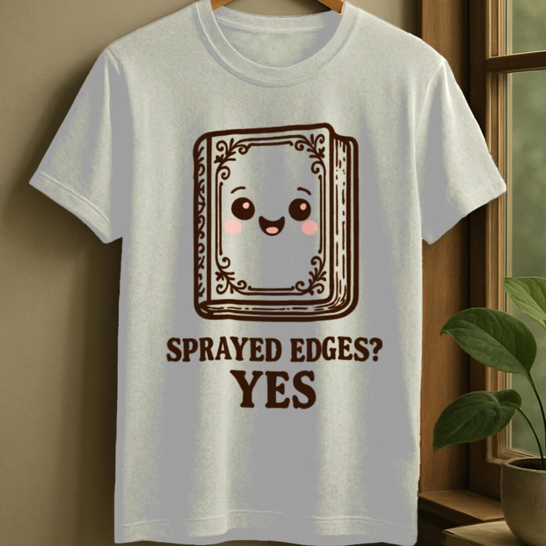 White / S Sprayed edge book t-shirt