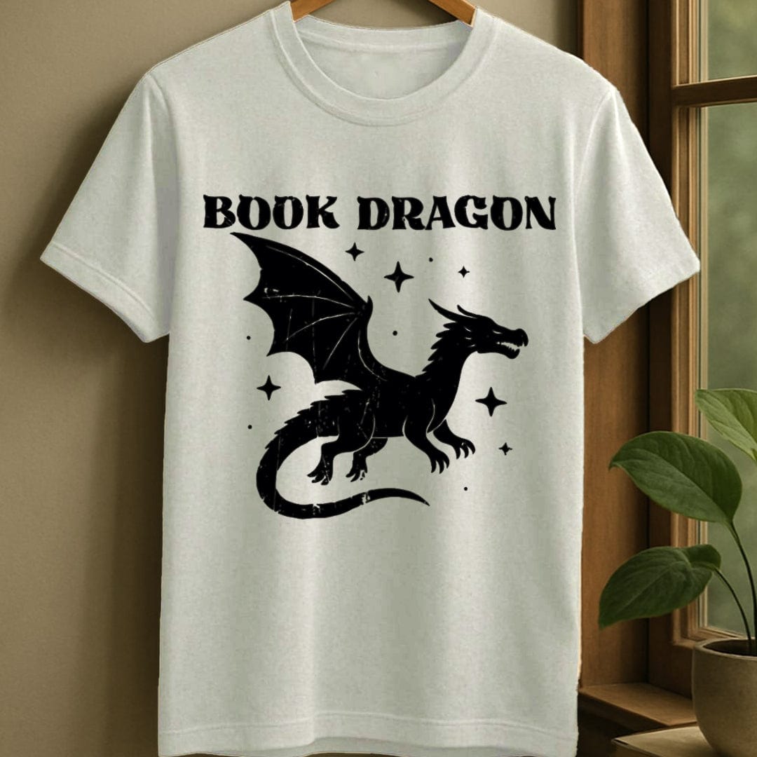 White / S Vintage book dragon t-shirt