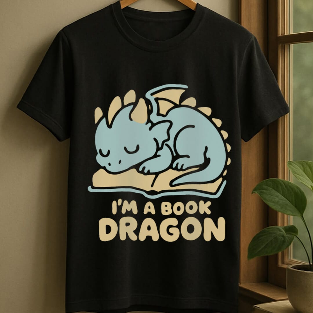 Black / S Book dragon t-shirt