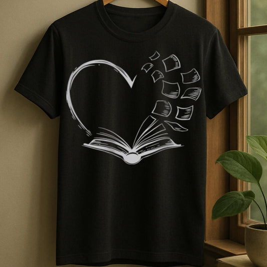 Black / S Book heart t-shirt