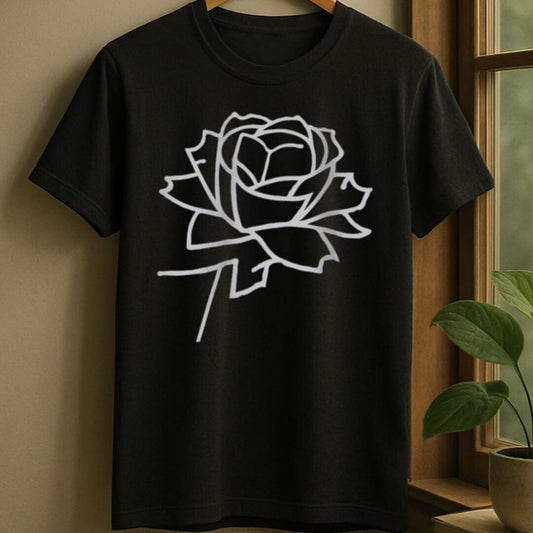 Black / S Book rose t-shirt