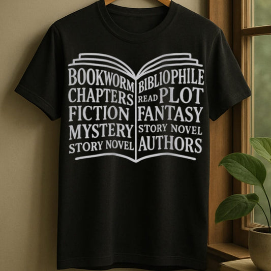 Black / S Book text t-shirt