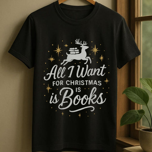 Black / S Bookish christmas wish t-shirt
