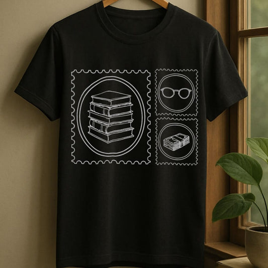 Black / S Bookish stamp t-shirt