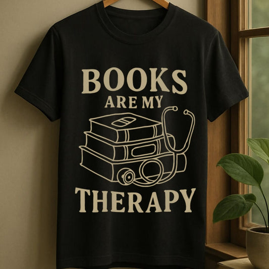 Black / S Books are my therapy t-shirt