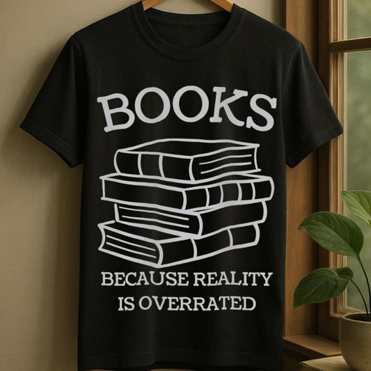 Black / S Books over reality t-shirt