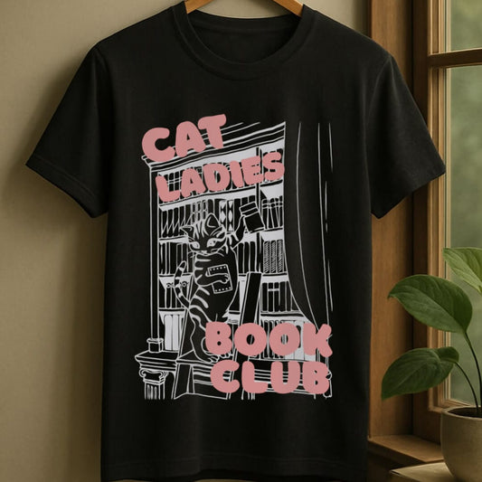 Black / S Cat ladies bookclub t-shirt
