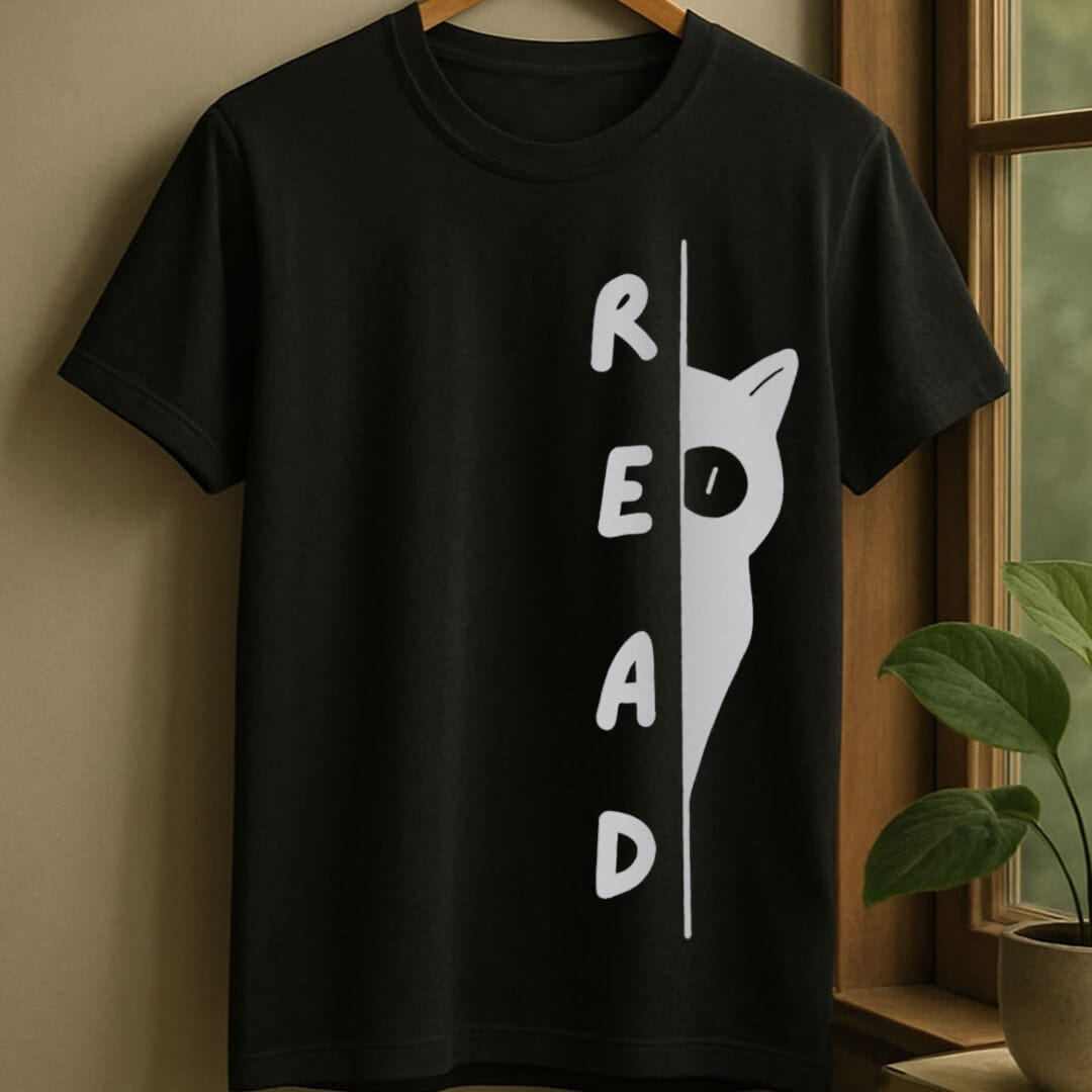 Black / S Cat peak read t-shirt