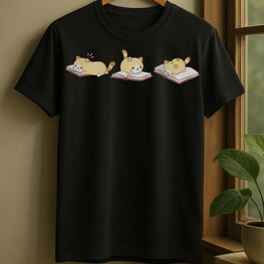 Black / S Cats and books t-shirt