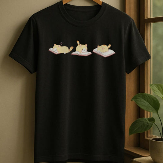 Black / S Cats and books t-shirt