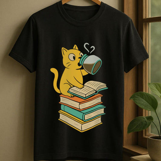 Black / S Chugging coffee for books t-shirt