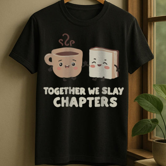 Black / S Coffee and book t-shirt